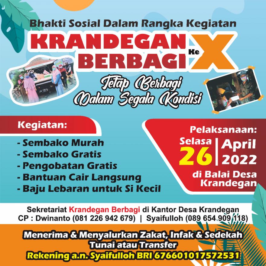 Bakti Sosial dalam Rangka Kegiatan Krandegan Berbagi Tahun Ke - X